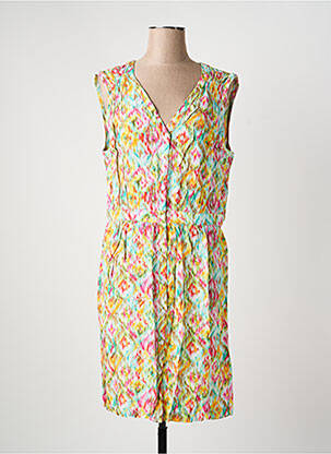 Robe mi-longue coupe fluide sans manche jaune ICHI femme
