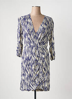 Robe courte manches longues manches longues bleu ANGE femme