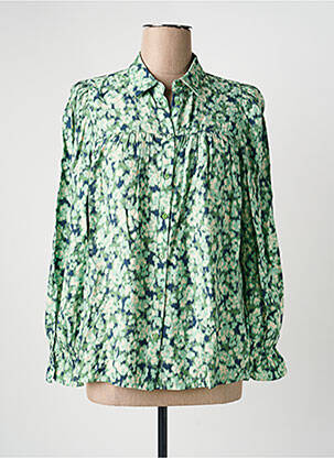Chemisier imprimé fantaisie manches longues vert ICHI femme