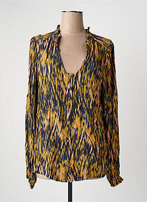 Chemisier imprimé fantaisie manches longues bleu ICHI femme