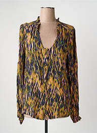 Chemisier imprimé fantaisie manches longues bleu ICHI femme