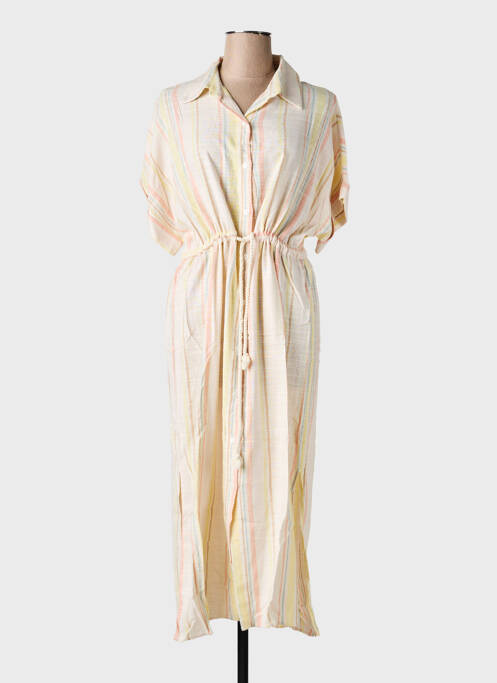 Robe longue imprimé fantaisie manches courtes beige ARTLOVE femme