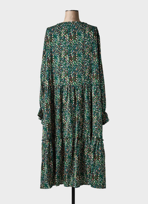 Robe mi-longue imprimé fantaisie manches longues vert POMME ROUGE femme