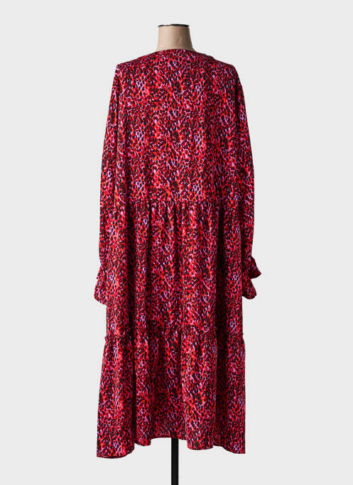 Robe mi-longue imprimé fantaisie manches longues rouge POMME ROUGE femme