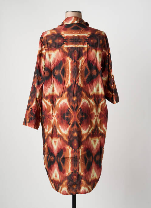 Robe mi-longue imprimé fantaisie manches longues marron APRIL VINTAGE femme