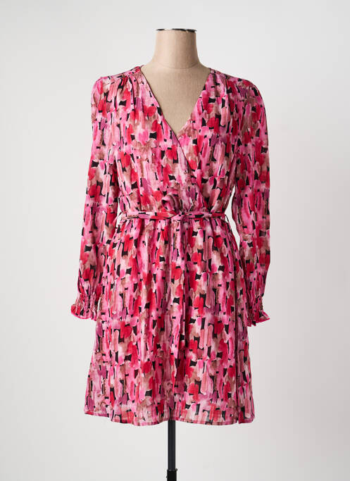 Robe courte coupe évasée manches longues rose ARTLOVE femme