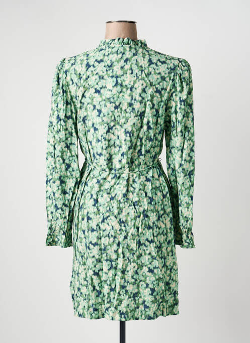 Robe mi-longue imprimé fantaisie manches longues vert ICHI femme