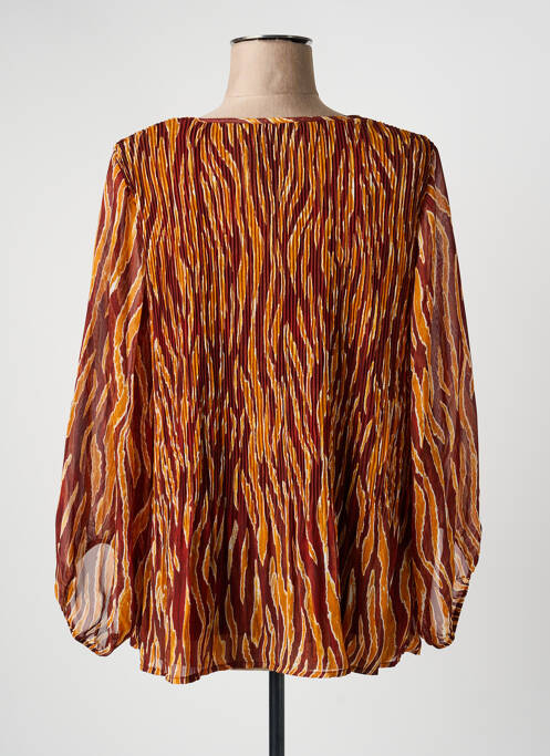 Blouse imprimé fantaisie manches longues marron ICHI femme
