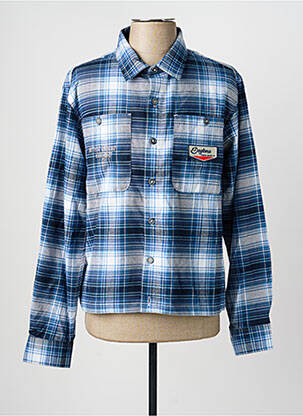 Chemise manches longues poignets boutonnés bleu DAYTONA homme