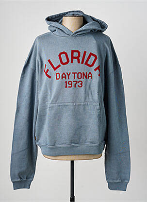 Sweat-shirt à capuche tissage jersey manches longues bleu DAYTONA homme
