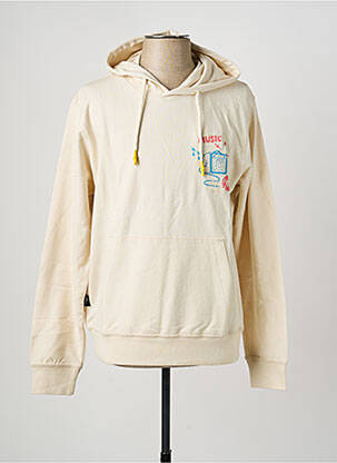 Sweat-shirt à capuche tissage jersey manches longues beige DAYTONA homme