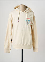 Sweat-shirt à capuche tissage jersey manches longues beige DAYTONA homme