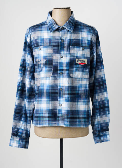 Chemise manches longues poignets boutonnés bleu DAYTONA homme