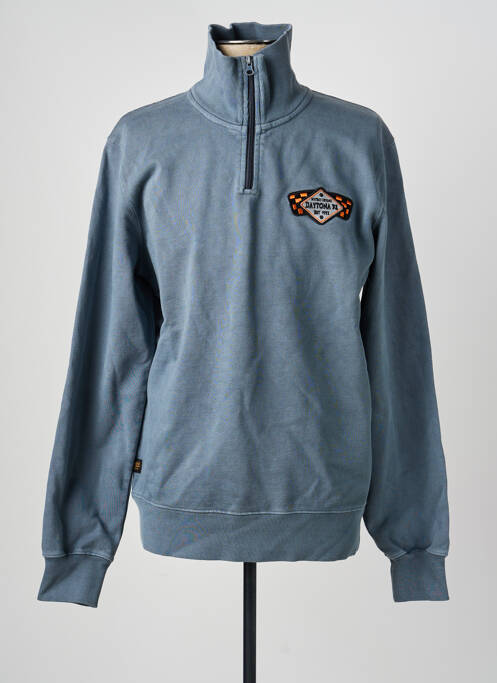 Sweat-shirt col col montant manches longues bleu DAYTONA homme