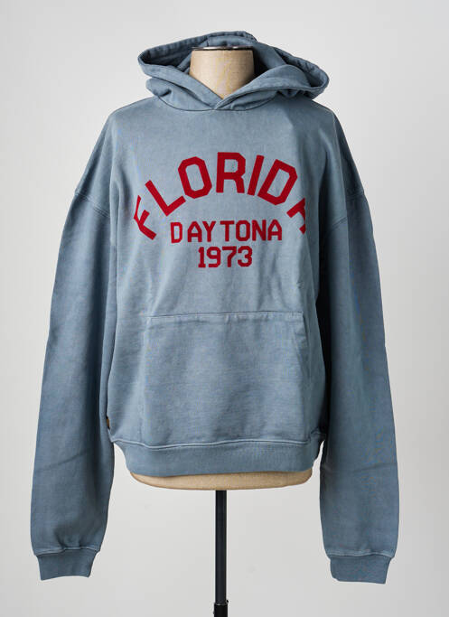 Sweat-shirt à capuche tissage jersey manches longues bleu DAYTONA homme