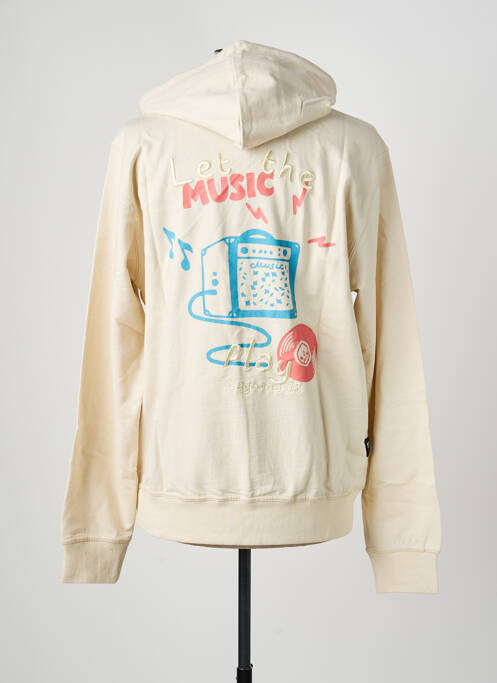 Sweat-shirt à capuche tissage jersey manches longues beige DAYTONA homme