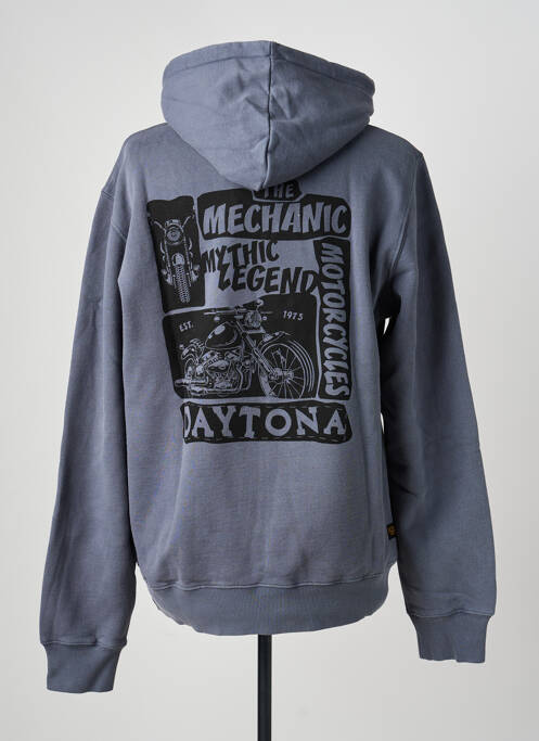 Sweat-shirt à capuche poches manches longues bleu DAYTONA homme