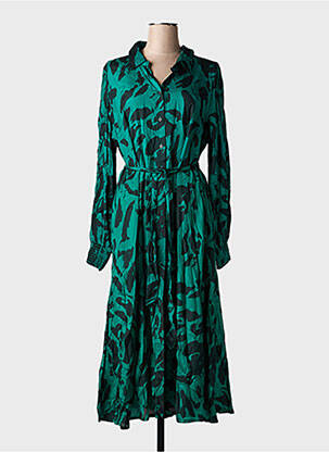 Robe longue manches longues manches longues vert KAFFE femme
