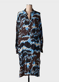 Robe mi-longue coupe fluide manches longues marron KAFFE femme