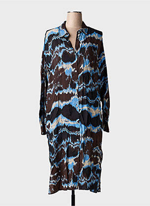 Robe mi-longue coupe fluide manches longues marron KAFFE femme