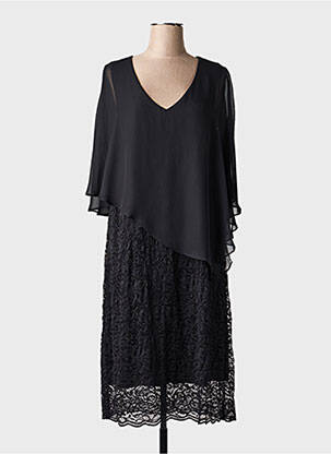 Robe mi-longue coupe fluide manches 3/4 noir ULLA POPKEN femme