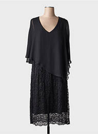 Robe mi-longue coupe fluide manches 3/4 noir ULLA POPKEN femme