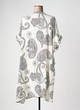 Robe mi-longue coupe fluide manches courtes beige FRANSA femme