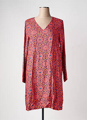 Robe mi-longue imprimé fantaisie manches longues rose LA FIANCÉE femme