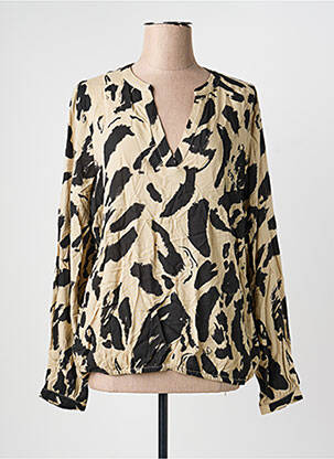 Blouse tissage popeline manches longues beige KAFFE femme