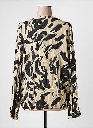 Blouse poignets boutonnés avec fente manches longues beige KAFFE femme