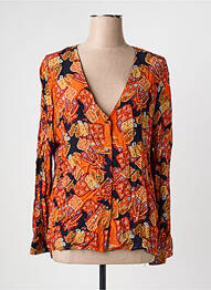Chemisier tissage crêpe manches longues orange ARTLOVE femme
