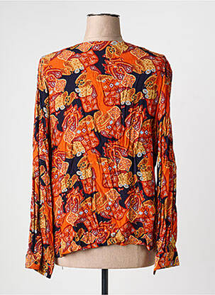 Chemisier tissage crêpe manches longues orange ARTLOVE femme