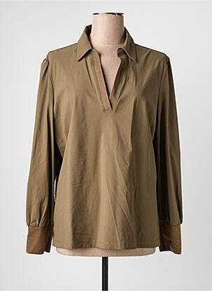 Blouse tissage popeline manches longues vert TRAMONTANA femme
