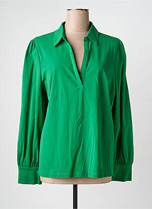 Blouse tissage popeline manches longues vert TRAMONTANA femme