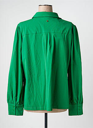 Blouse tissage popeline manches longues vert TRAMONTANA femme