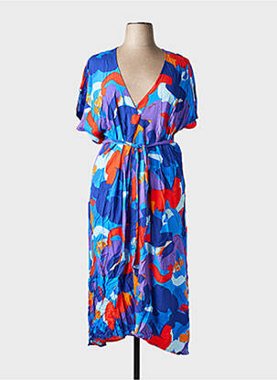 Robe longue imprimé fantaisie manches courtes bleu CHRISTY femme