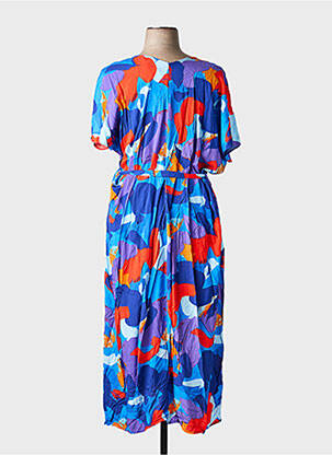 Robe longue imprimé fantaisie manches courtes bleu CHRISTY femme
