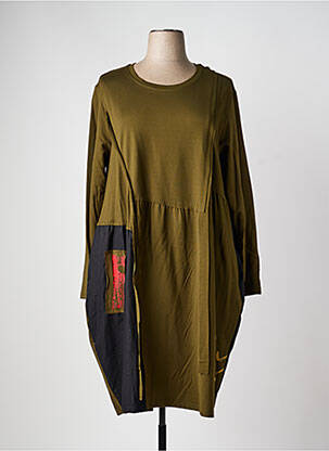 Robe mi-longue manches longues manches longues vert POMME ROUGE femme