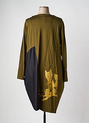Robe mi-longue manches longues manches longues vert POMME ROUGE femme