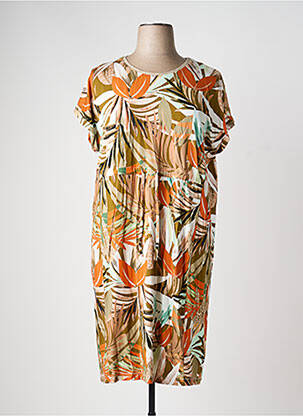 Robe mi-longue manches courtes manches courtes orange CONCEPT K femme