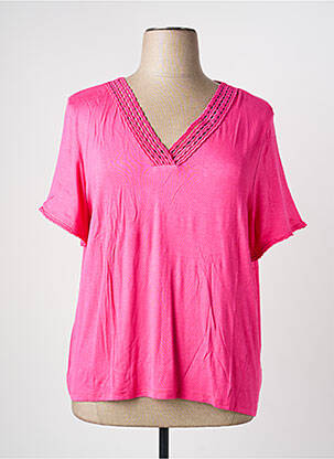 T-shirt coupe droite manches courtes rose LEO & UGO femme