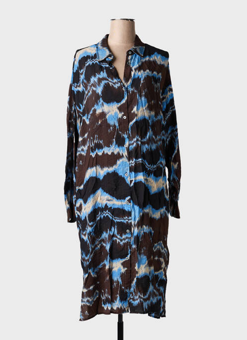 Robe mi-longue coupe fluide manches longues marron KAFFE femme