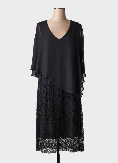 Robe mi-longue coupe fluide manches 3/4 noir ULLA POPKEN femme