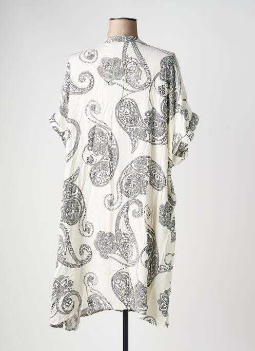 Robe mi-longue coupe fluide manches courtes beige FRANSA femme