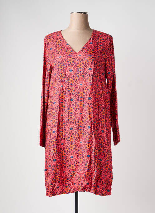 Robe mi-longue imprimé fantaisie manches longues rose LA FIANCÉE femme