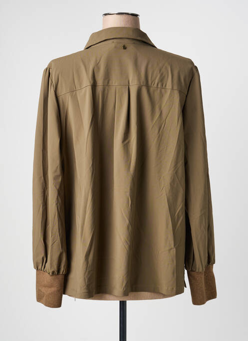 Blouse tissage popeline manches longues vert TRAMONTANA femme
