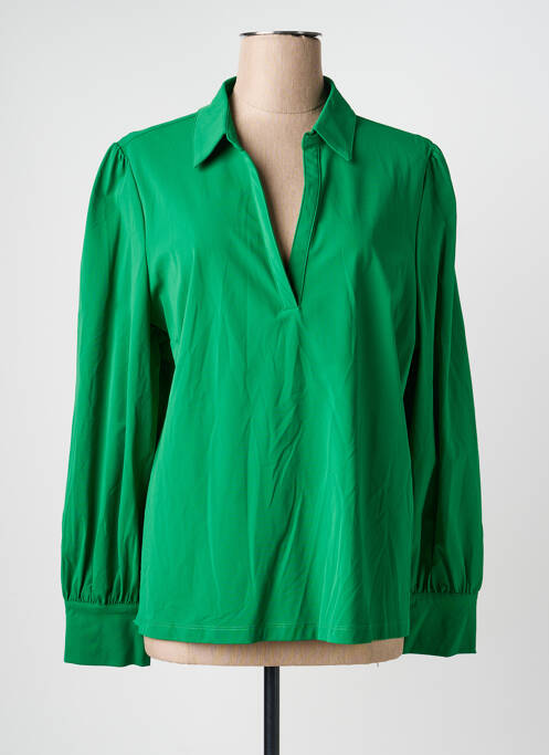 Blouse tissage popeline manches longues vert TRAMONTANA femme