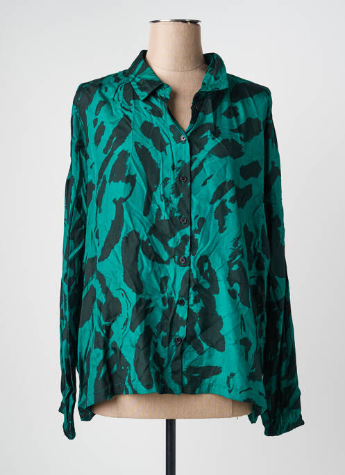 Chemisier coupe fluide manches longues vert KAFFE femme