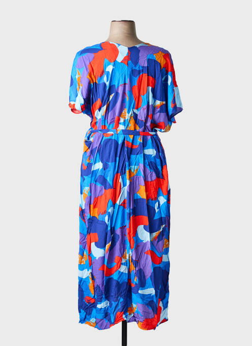 Robe longue imprimé fantaisie manches courtes bleu CHRISTY femme