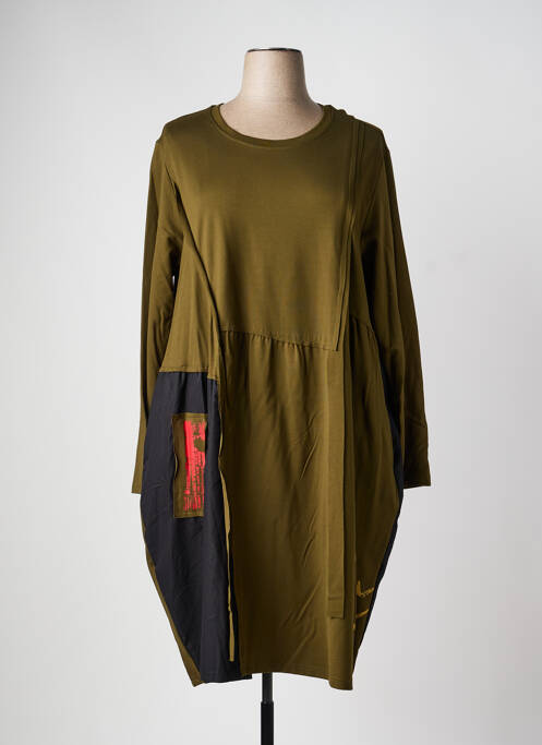Robe mi-longue manches longues manches longues vert POMME ROUGE femme